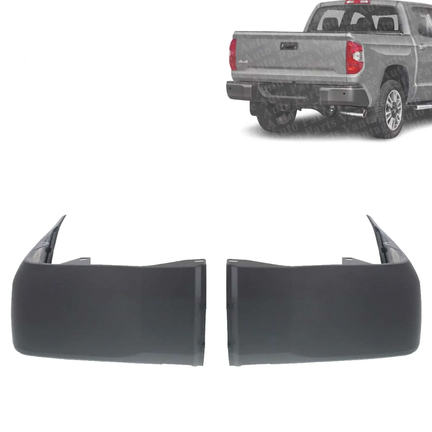 Rear Bumper End Caps Extension Cover Left & Right side Compatible with Toyota Tundra 2014-2021 | Plastic | Textured | 521550C030 521560C030 | TO1117108 TO1116108