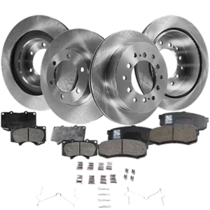 SURESTOP® Front and Rear Brake Disc and Pad Kit, Plain Surface, 6 Lugs, Ceramic, Includes Shims and hardware, Pro-Line Series