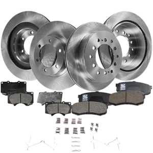 SURESTOP® Front and Rear Brake Disc and Pad Kit, Plain Surface, 6 Lugs, Ceramic, Includes Shims and hardware, Pro-Line Series